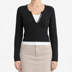 Novali  - Two-Piece Illusion Knitted Jumper Layered Autumn Styling