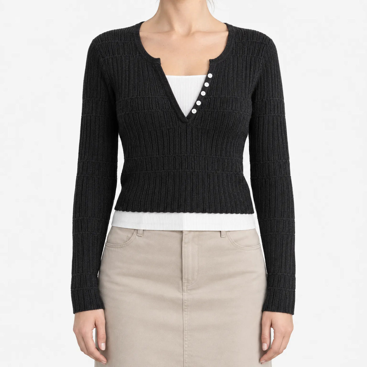 Novali  - Two-Piece Illusion Knitted Jumper Layered Autumn Styling
