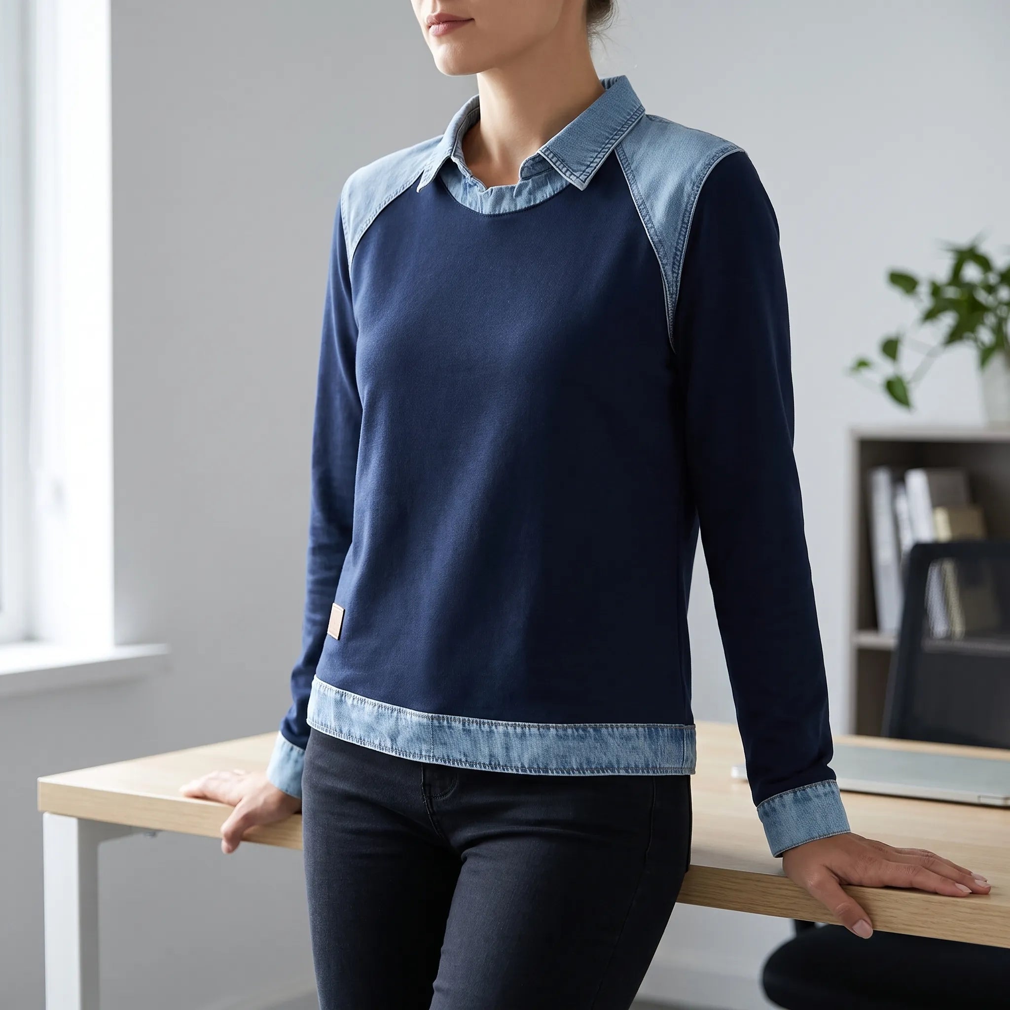 Novari  - Contrast Collar Casual Blouse Casual Daily Wear