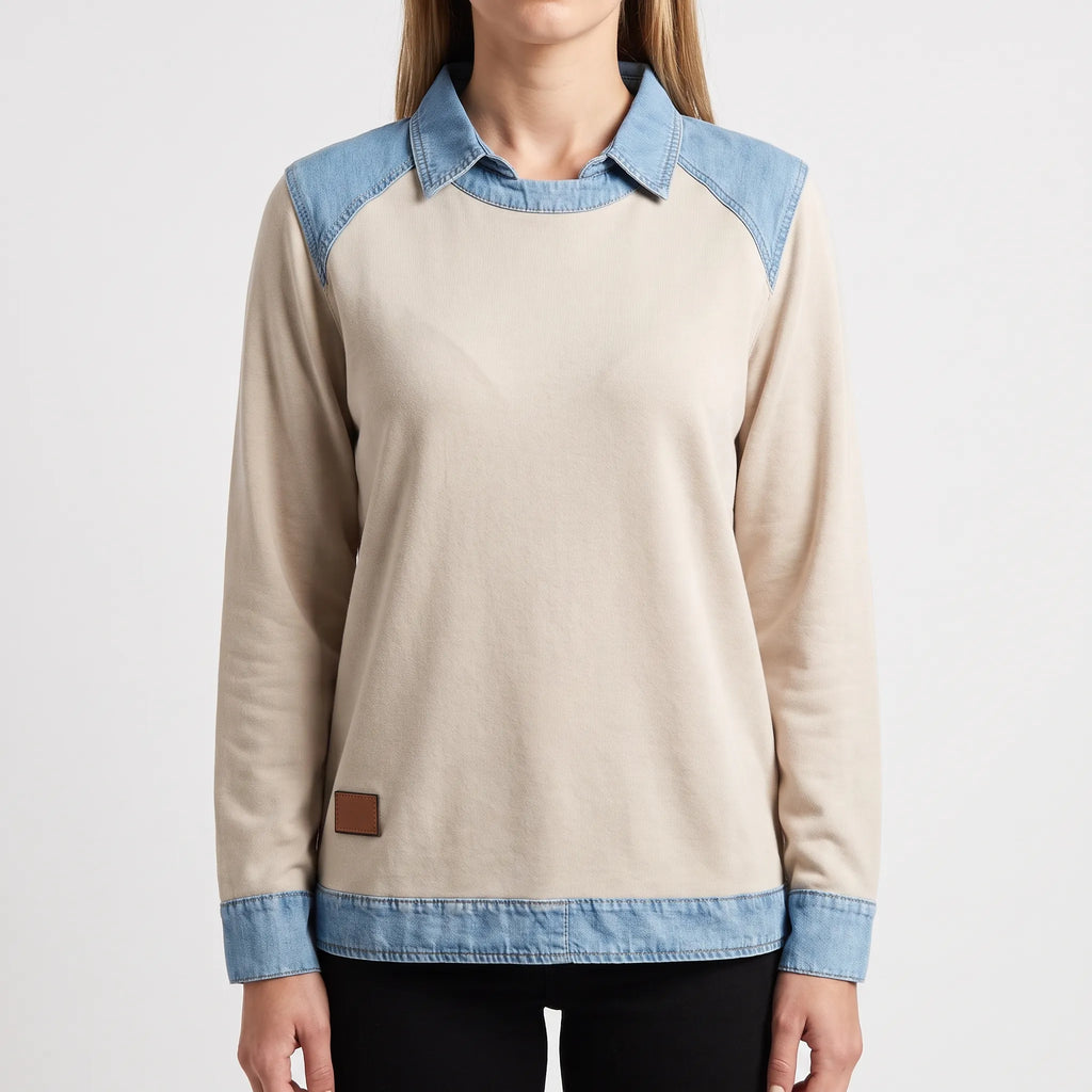 Novari  - Contrast Collar Casual Blouse Casual Daily Wear