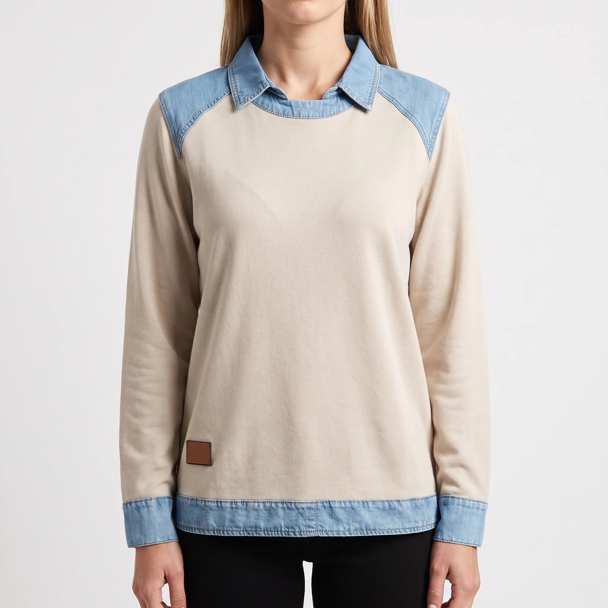 Novari  - Contrast Collar Casual Blouse Casual Daily Wear