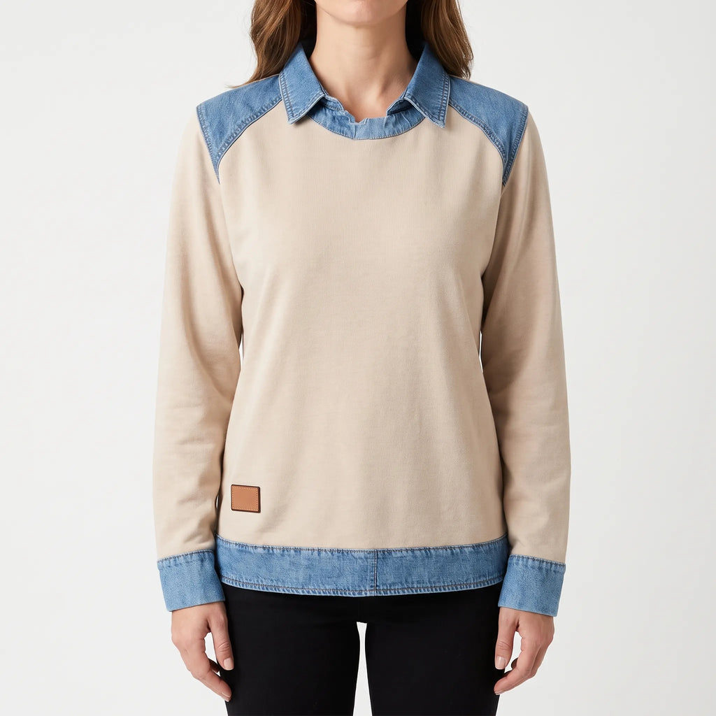 Novari  - Contrast Collar Casual Blouse Casual Daily Wear