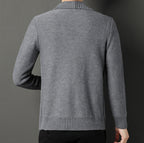 Men's textured shawl collar cardigan with button front, long sleeves and ribbed trims