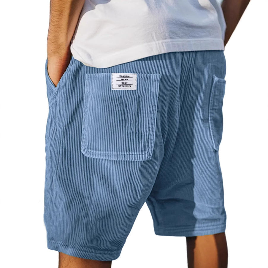 Men's corduroy shorts with elasticated waist and large utility pockets