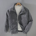 Men's ribbed corduroy padded jacket with high collar and zip front