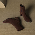 Women's pointed-toe ankle boots with block heels and side zips