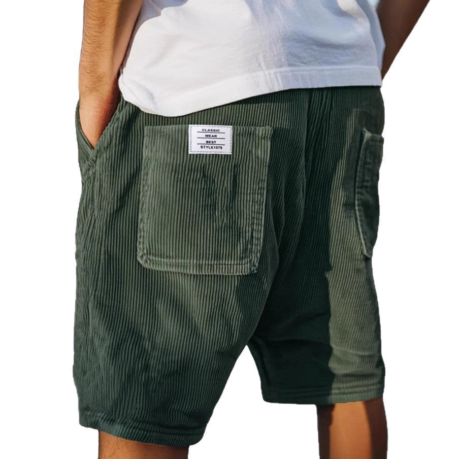 Men's corduroy shorts with elasticated waist and large utility pockets