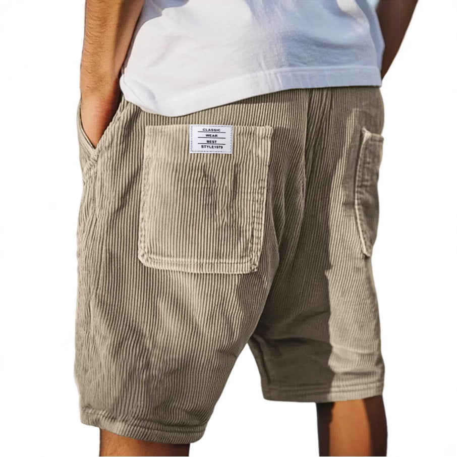 Men's corduroy shorts with elasticated waist and large utility pockets