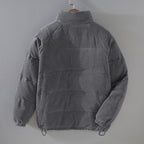 Men's ribbed corduroy padded jacket with high collar and zip front