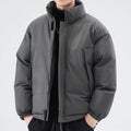 Men's high-neck padded jacket with long sleeves, zip front and multiple pockets