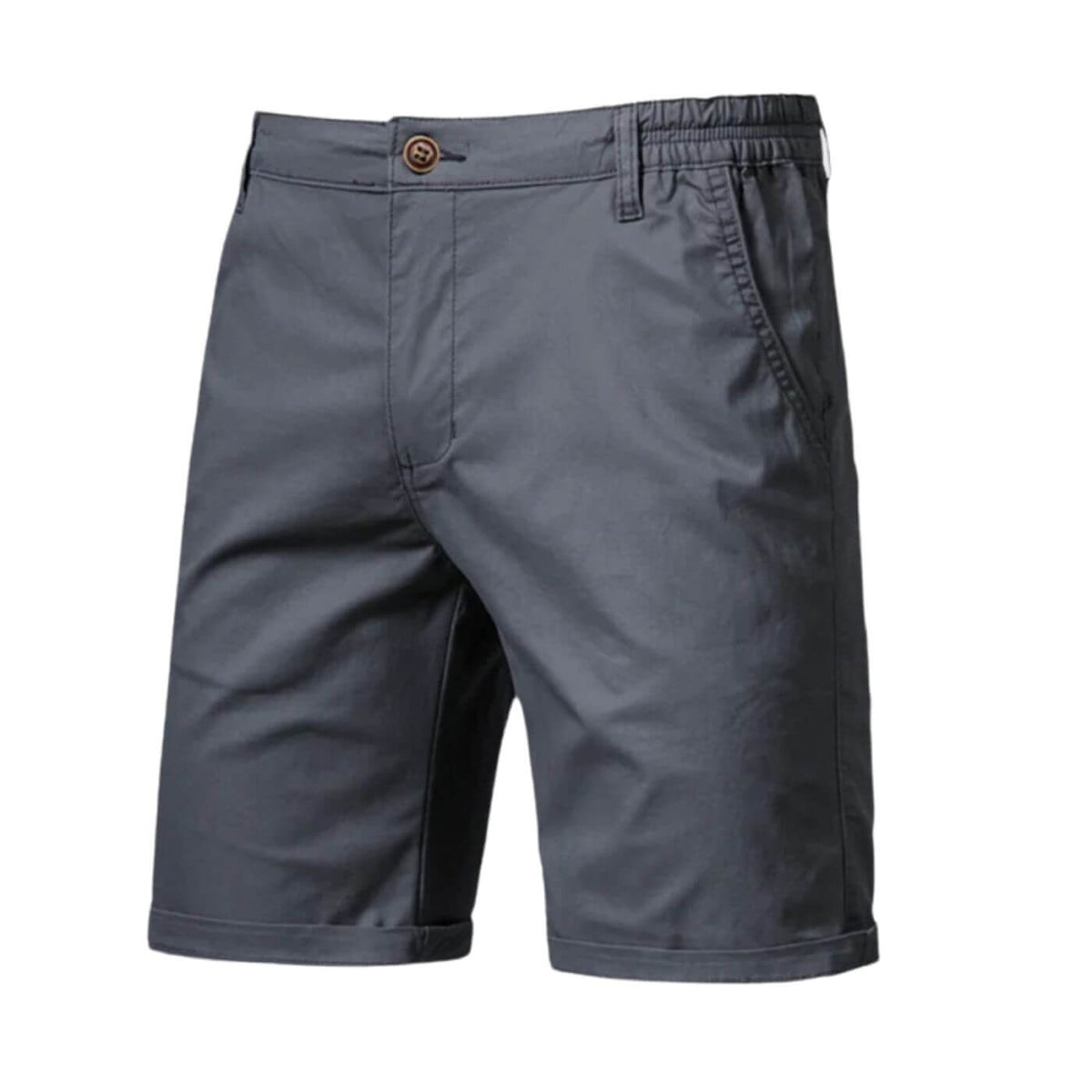 Men's tailored shorts with button fastening, side pockets and turn-up cuffs