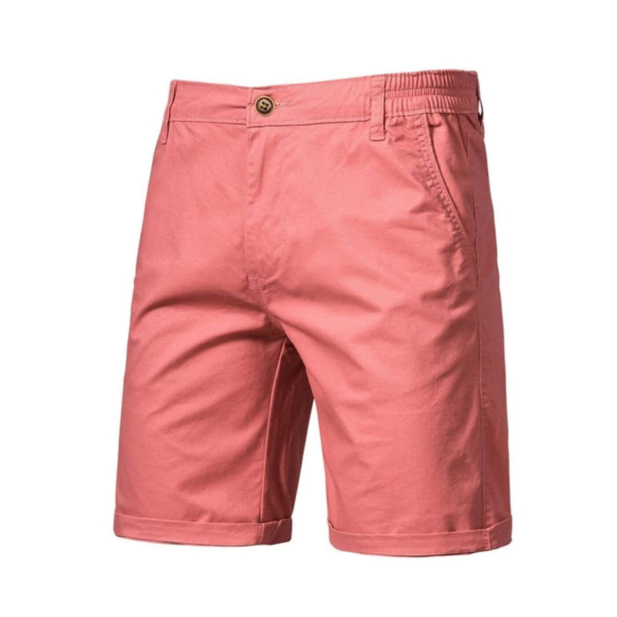 Men's tailored shorts with button fastening, side pockets and turn-up cuffs