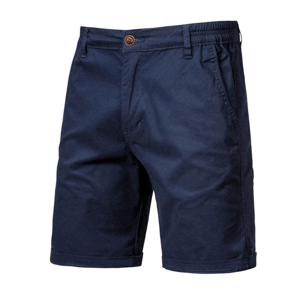 Men's tailored shorts with button fastening, side pockets and turn-up cuffs