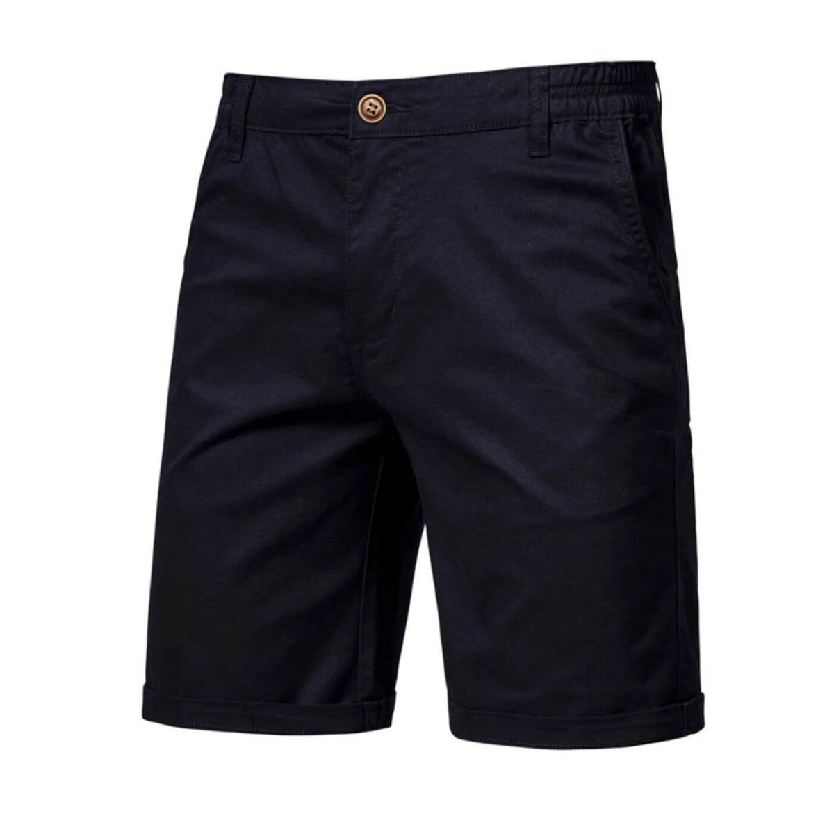 Men's tailored shorts with button fastening, side pockets and turn-up cuffs