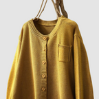 Women's textured knit cardigan with button front and chest pocket