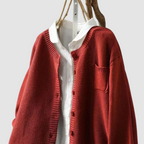 Women's textured knit cardigan with button front and chest pocket