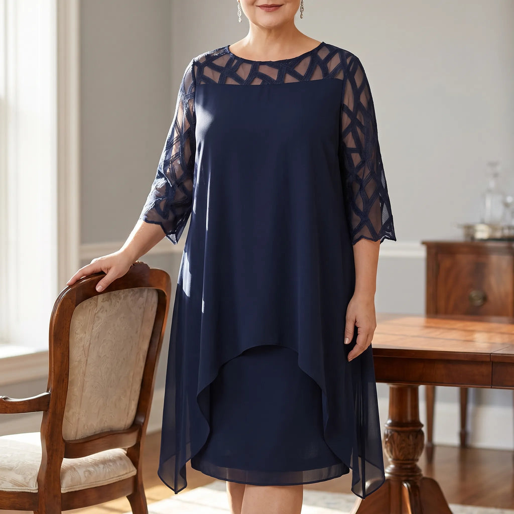 Oveara  - Layered Asymmetrical Womens Dress Evening Events