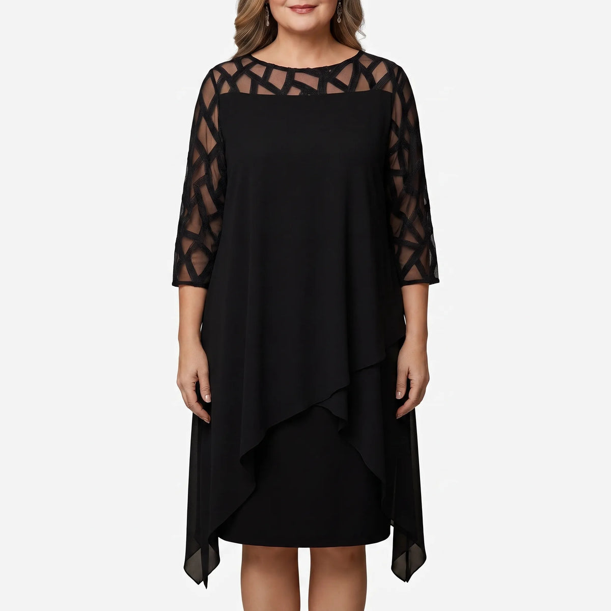 Oveara  - Layered Asymmetrical Womens Dress Evening Events