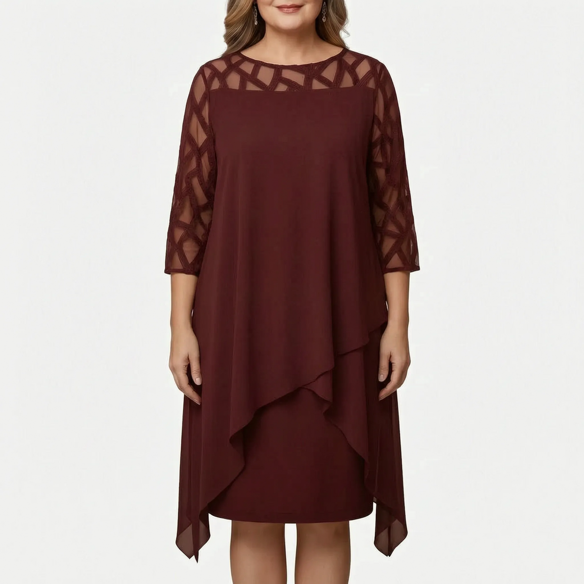 Oveara  - Layered Asymmetrical Womens Dress Evening Events