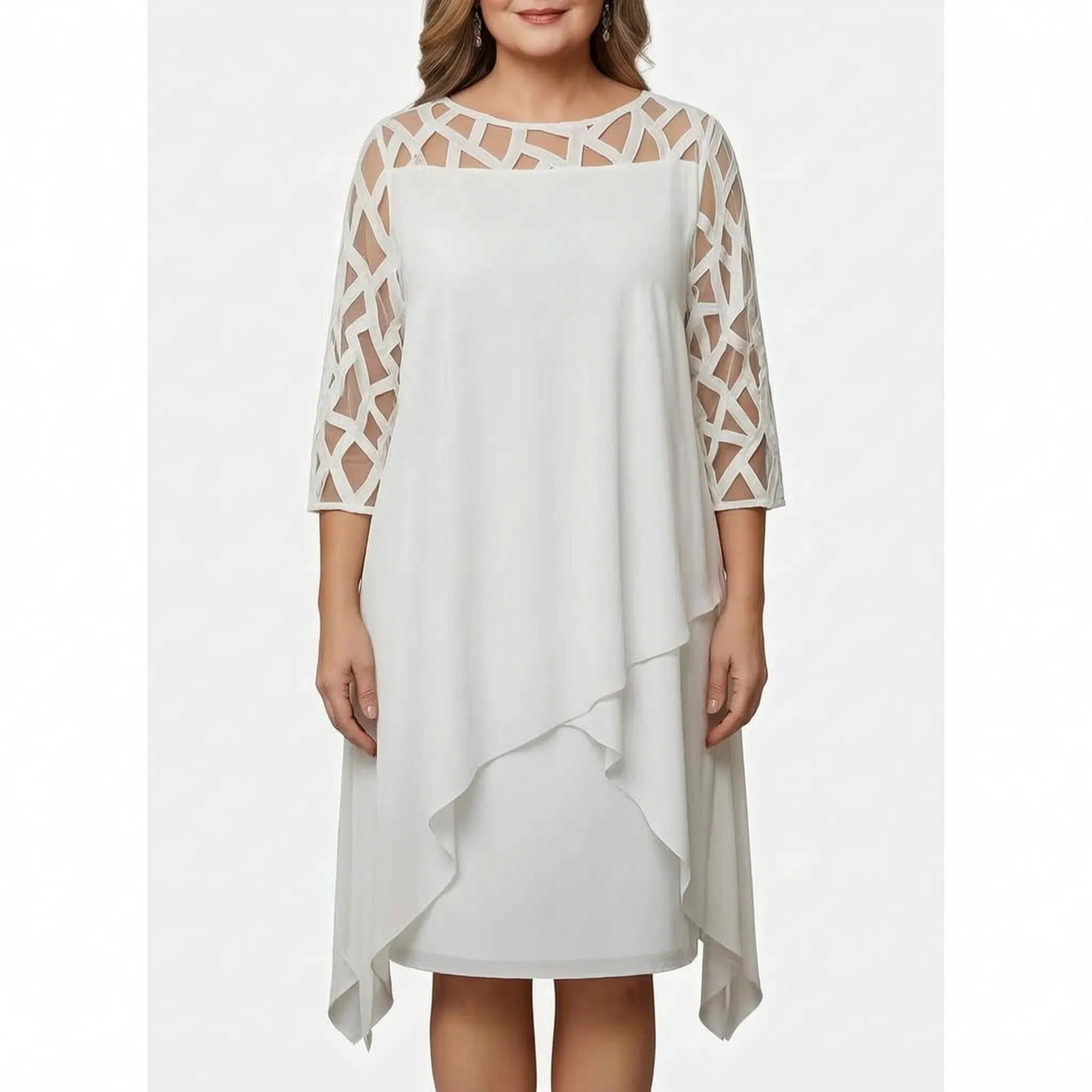 Oveara  - Layered Asymmetrical Womens Dress Evening Events