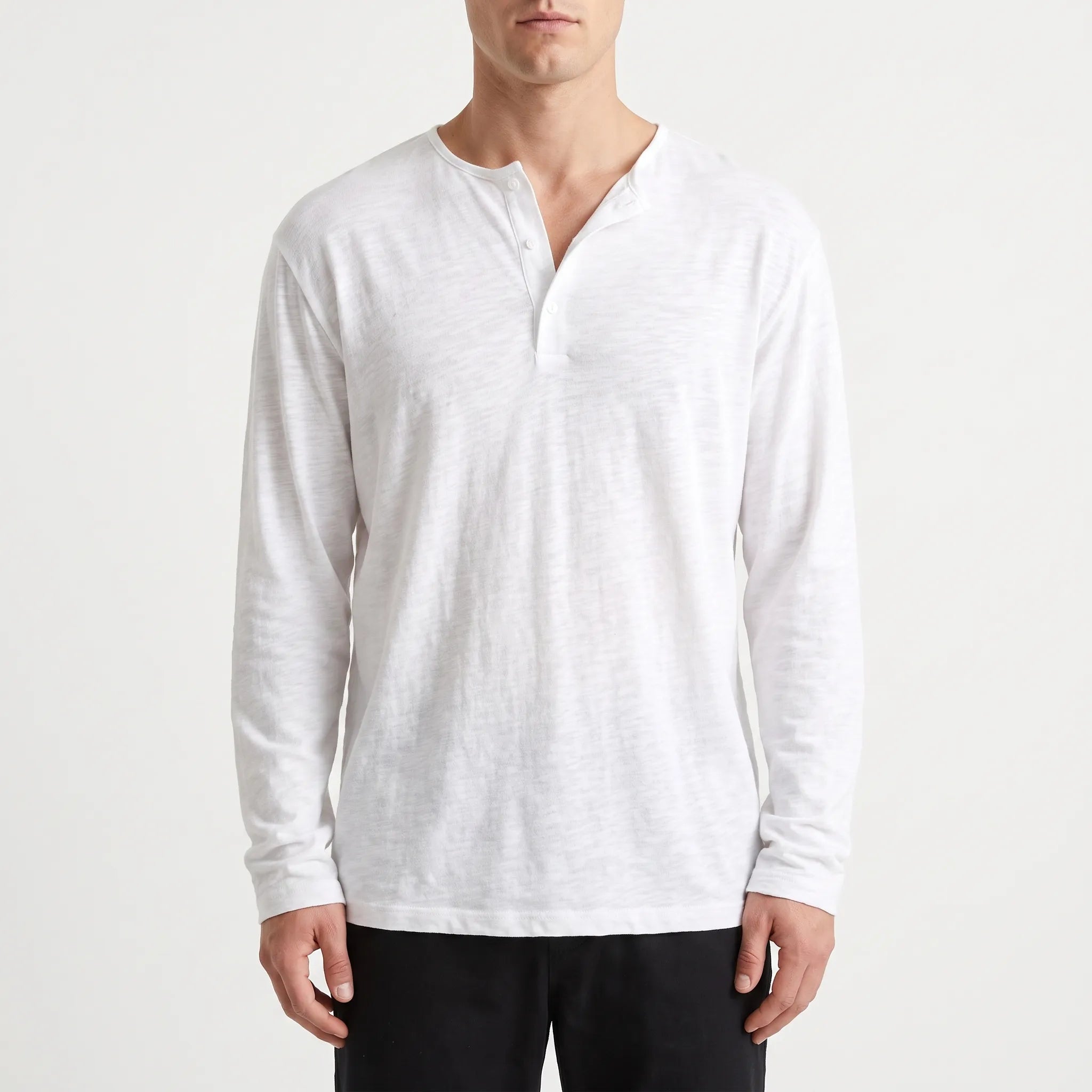 Oxtony  - Men's Long Sleeve Henley Shirt Casual Weekend Wear