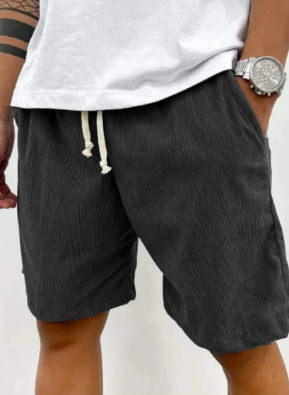 Men's ribbed corduroy-style drawstring shorts with side pockets
