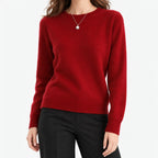 Penthow  - Ribbed Crew Neck Women's Jumper Layering Over Shirts