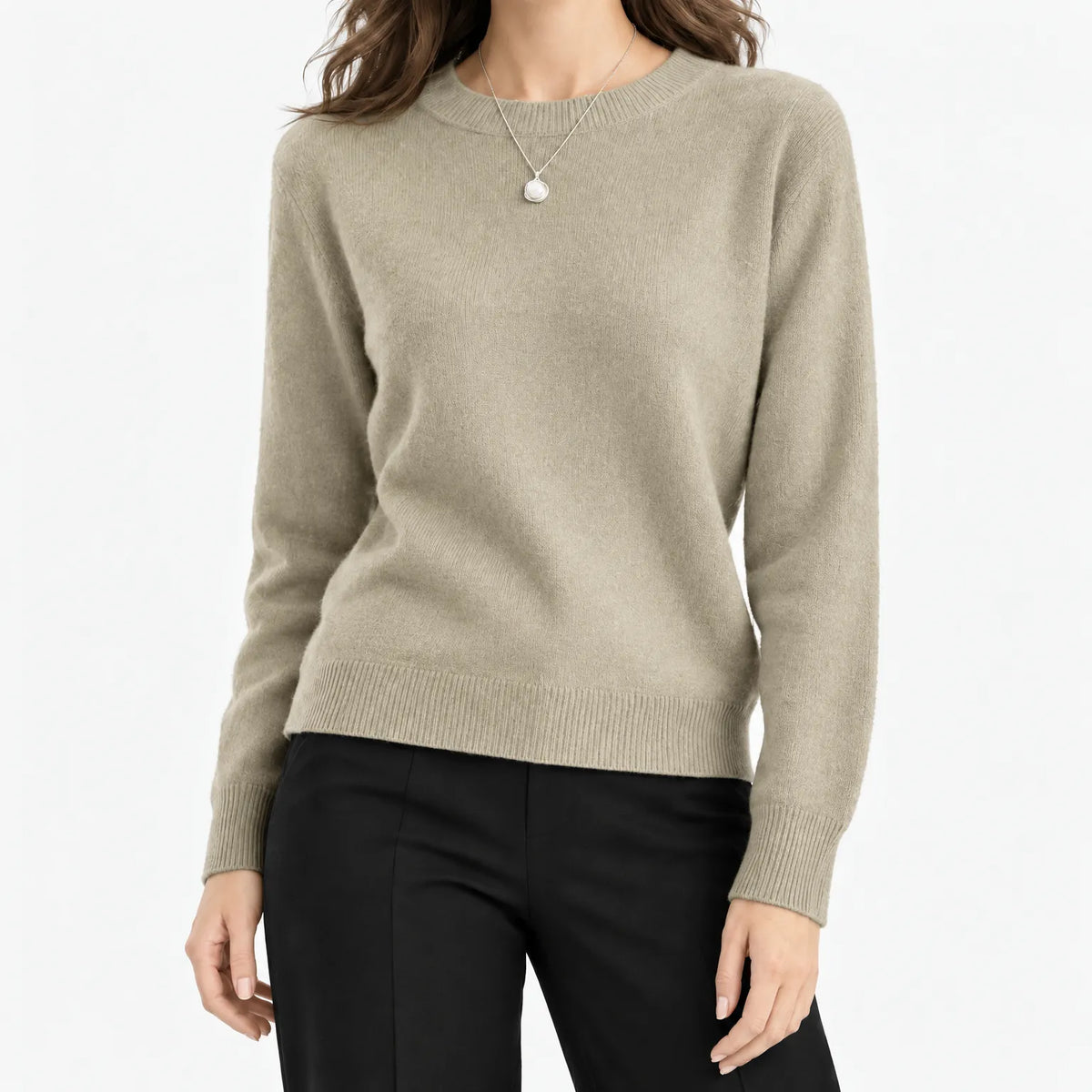 Penthow  - Ribbed Crew Neck Women's Jumper Layering Over Shirts
