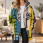 Women's multicoloured abstract graphic zip-up hoodie with hood and long sleeves