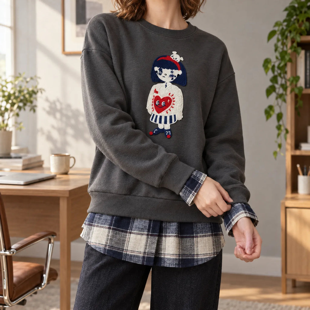 Plaidoo  - Oversized Layered Sweatshirt Layering For Cooler Days