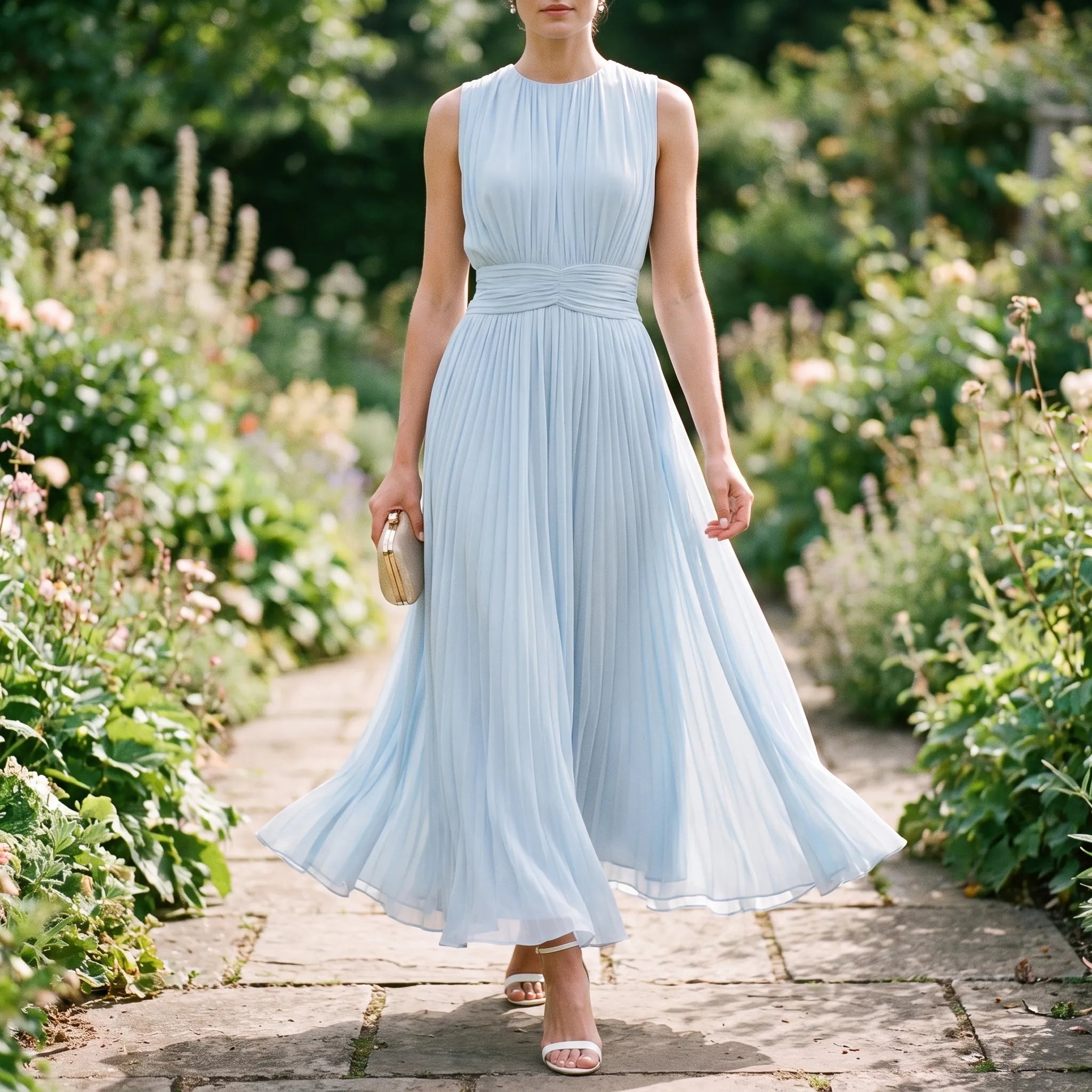 Plissea  - Sleeveless Pleated Maxi Dress Summer Weddings