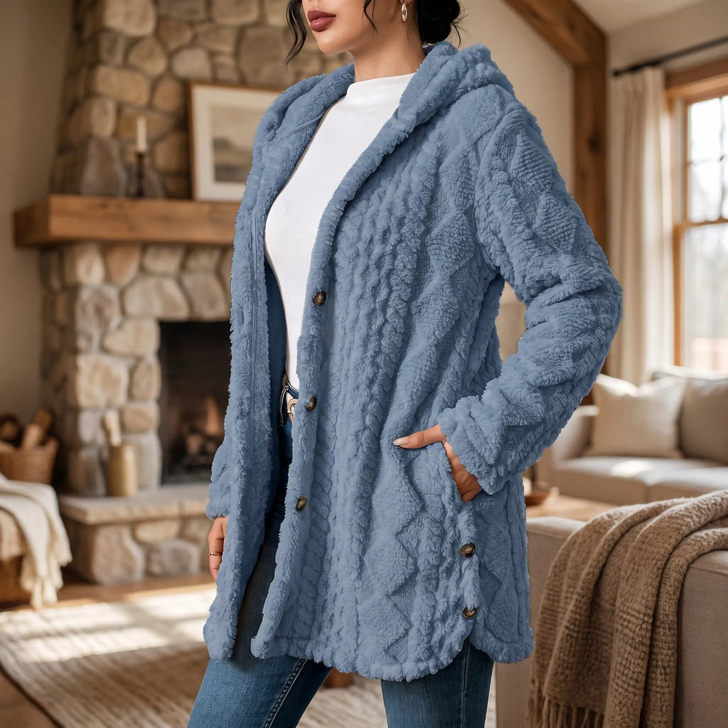 PlushCardi  - Plush Hooded Cardigan Coat Layering Indoors