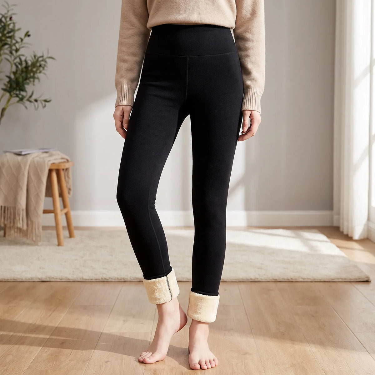 PlushLegs  - High-Waisted Thermal Leggings Winter Layering
