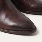 Women's pointed-toe ankle boots with V-cut fronts and block heels