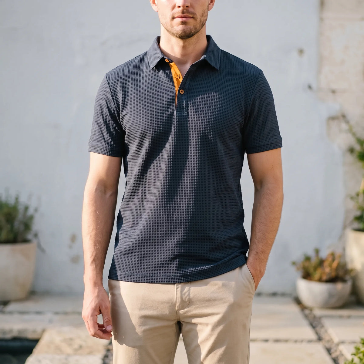 Poldano  - Textured Short-Sleeve Men's Polo Shirt Smart-Casual Dressing