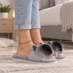 Pomplume  - Fluffy Open-Toe House Slippers Relaxing Indoors