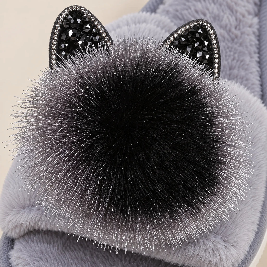 Pomplume  - Fluffy Open-Toe House Slippers Relaxing Indoors
