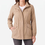 Women's lightweight utility jacket with mock collar, zip fastening and multiple pockets