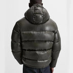 Men's hooded quilted puffer jacket with zip fastening and front pockets