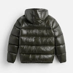 Men's hooded quilted puffer jacket with zip fastening and front pockets