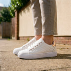 Women's quilted lace-up trainers with metallic heel detail