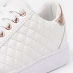 Women's quilted lace-up trainers with metallic heel detail