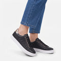 Women's quilted lace-up trainers with metallic heel detail