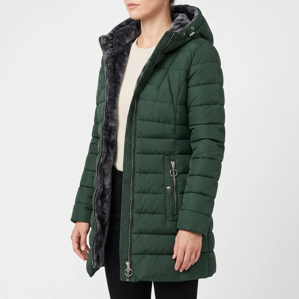 Quiltia  - Hooded Quilted Puffer Jacket Cold Weather Commuting