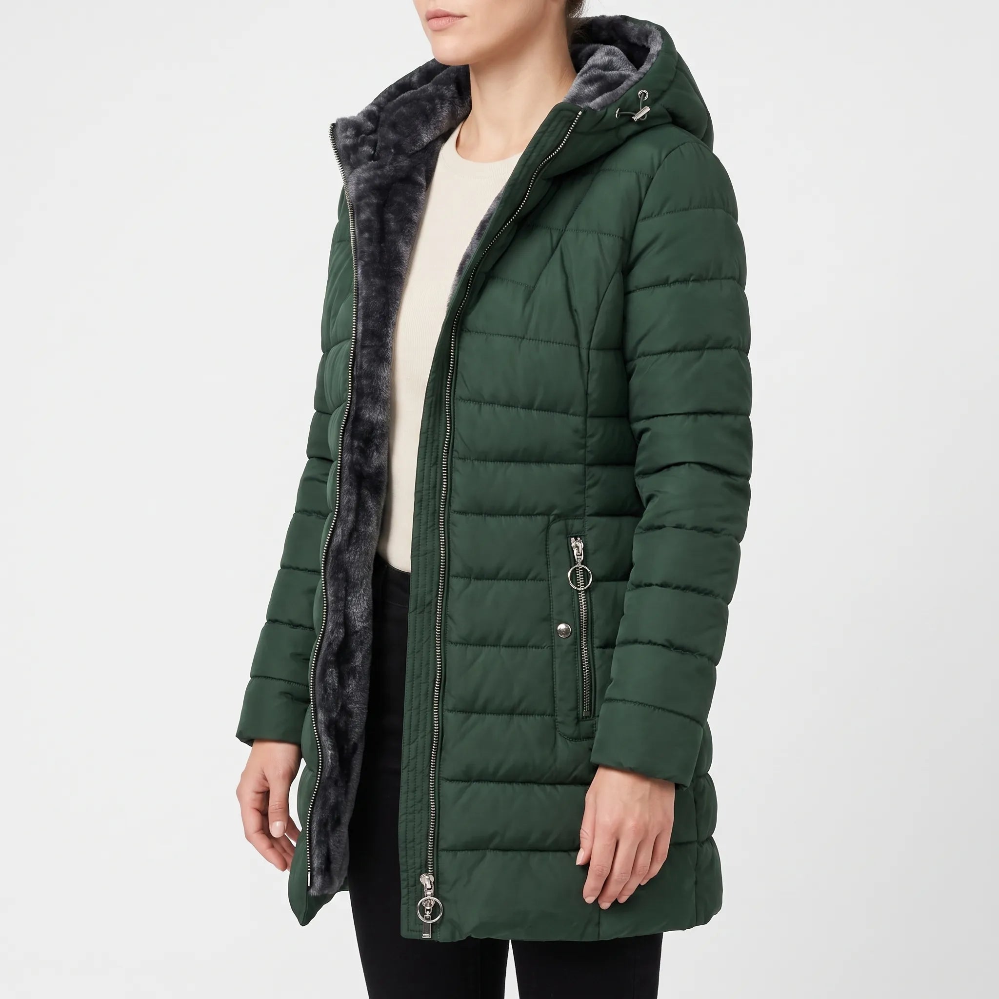 Quiltia  - Hooded Quilted Puffer Jacket Cold Weather Commuting