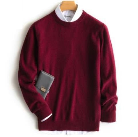 Men's plain crew neck jumper with long sleeves and ribbed trims