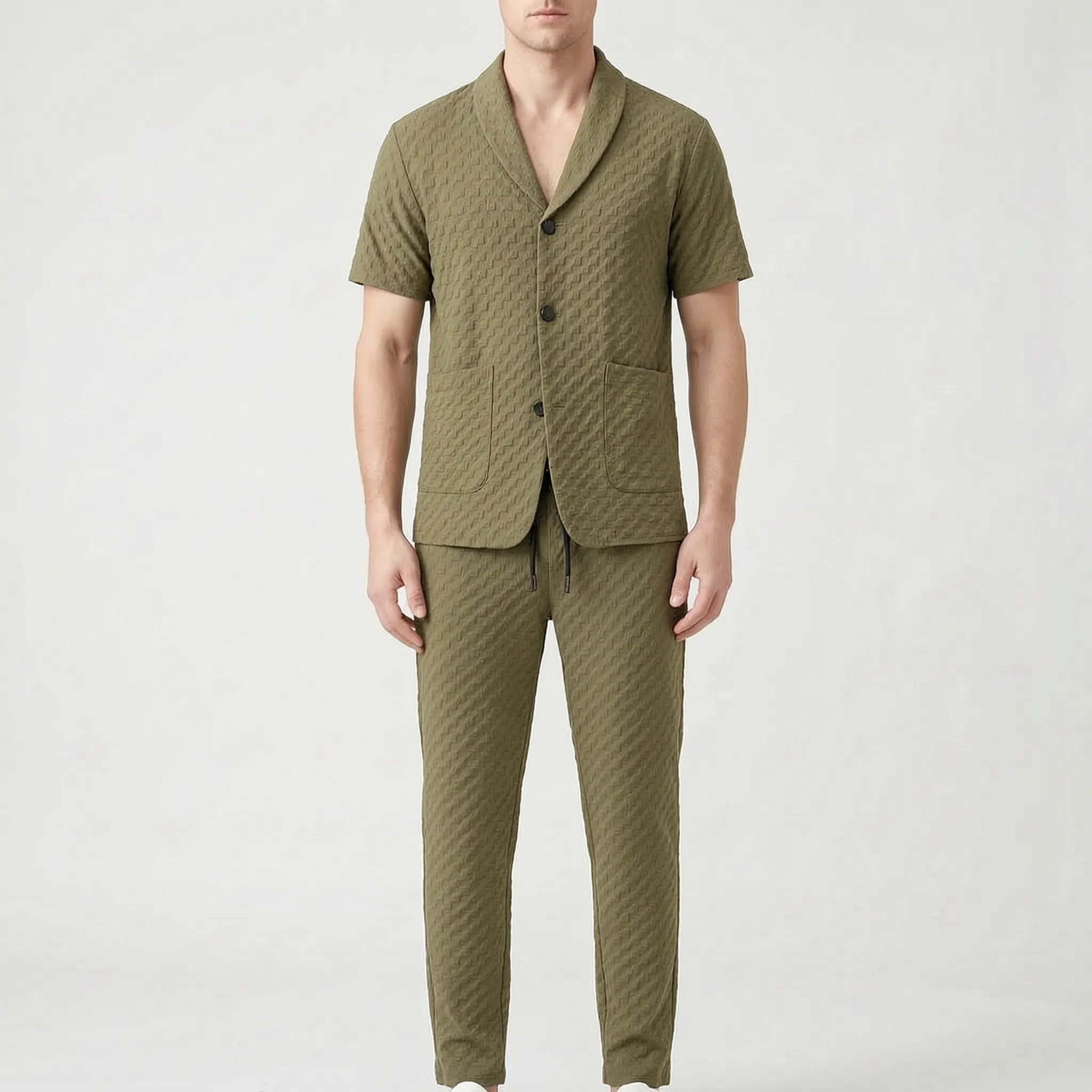 ResortDuo  - Men's Textured Co-Ord Set Weekend Brunch