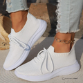 Women's knitted lace-up trainers with sock-style ankle and layered sole