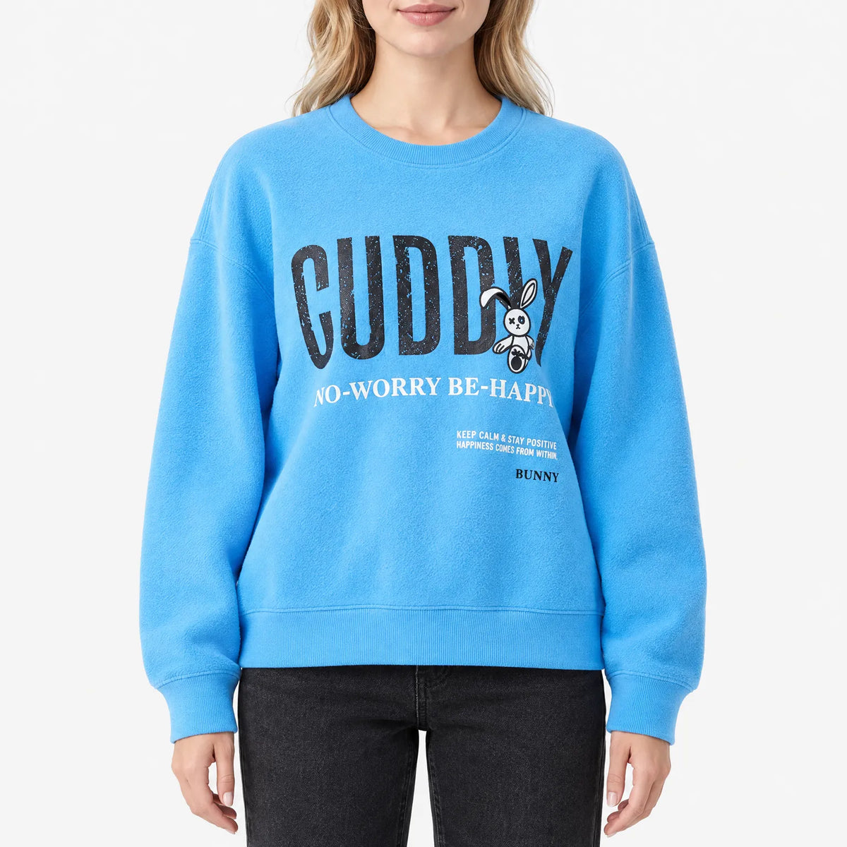 Retrosweat  - Distressed Printed Fleece Sweatshirt Casual Days Out