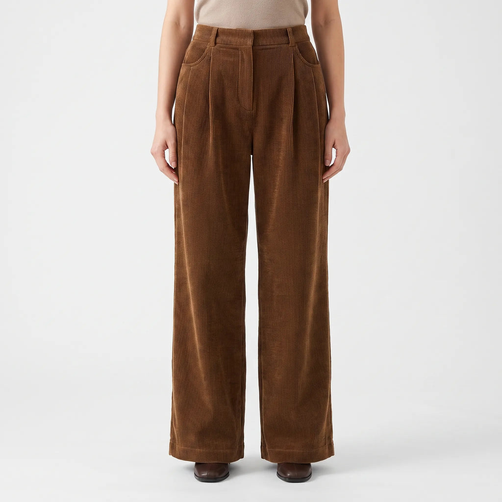Ribbelon  - High-Rise Wide Leg Trousers Autumn Layering
